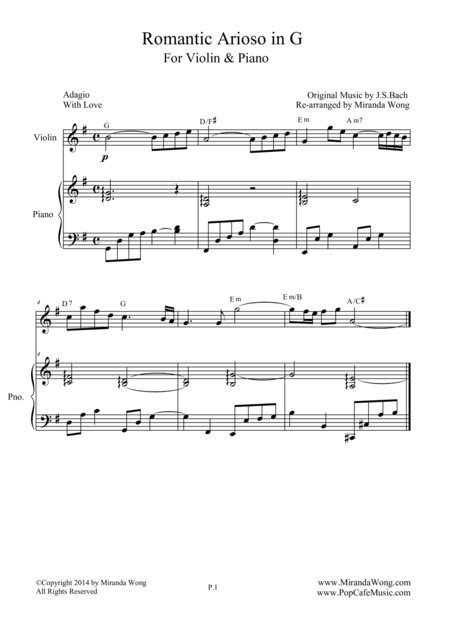 Romantic Arioso In G - Violin, Piano & Cello (Romantic Version)